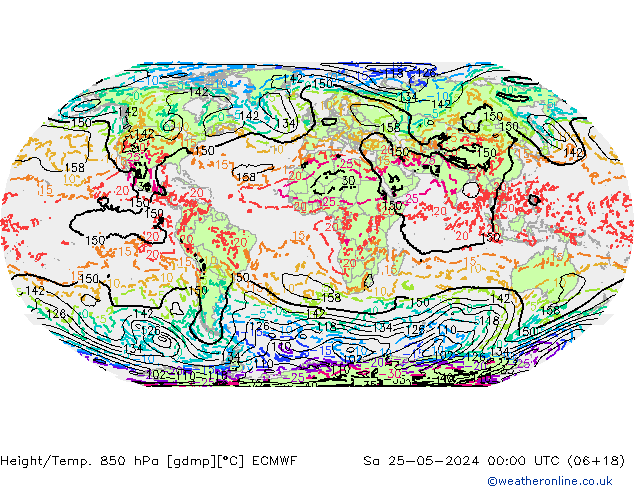 Géop./Temp. 850 hPa ECMWF sam 25.05.2024 00 UTC