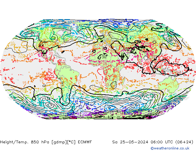 Hoogte/Temp. 850 hPa ECMWF za 25.05.2024 06 UTC