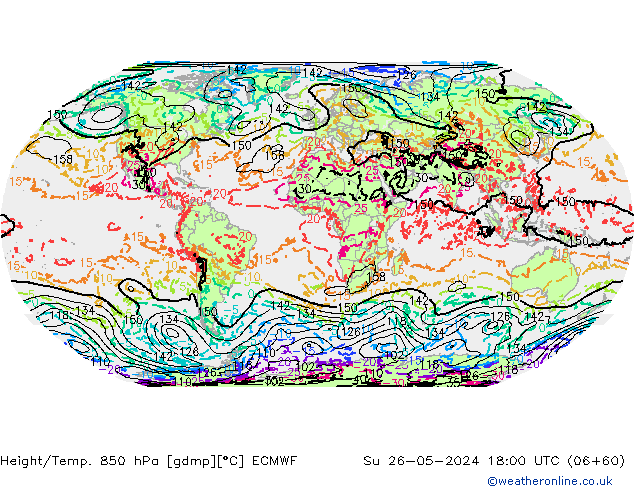 Height/Temp. 850 hPa ECMWF Dom 26.05.2024 18 UTC