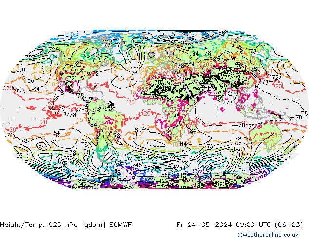 Géop./Temp. 925 hPa ECMWF ven 24.05.2024 09 UTC