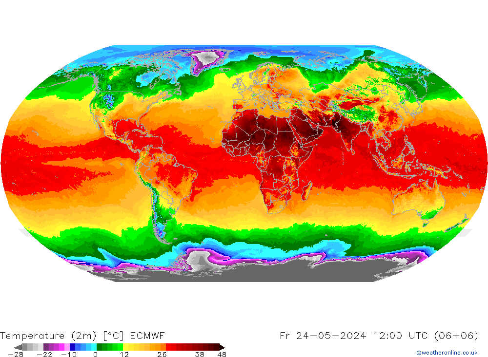 Temperature (2m) ECMWF Pá 24.05.2024 12 UTC