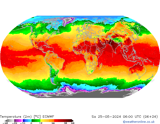 Temperaturkarte (2m) ECMWF Sa 25.05.2024 06 UTC