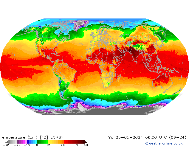 Temperature (2m) ECMWF Sa 25.05.2024 06 UTC