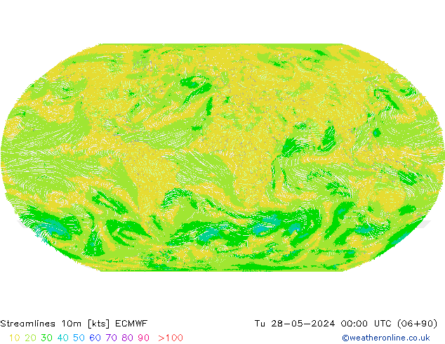 Linha de corrente 10m ECMWF Ter 28.05.2024 00 UTC