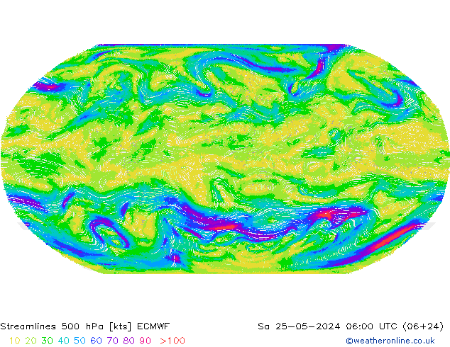 Stromlinien 500 hPa ECMWF Sa 25.05.2024 06 UTC