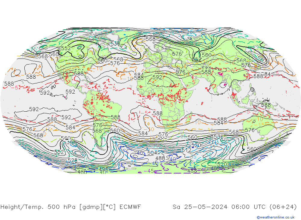 Z500/Yağmur (+YB)/Z850 ECMWF Cts 25.05.2024 06 UTC