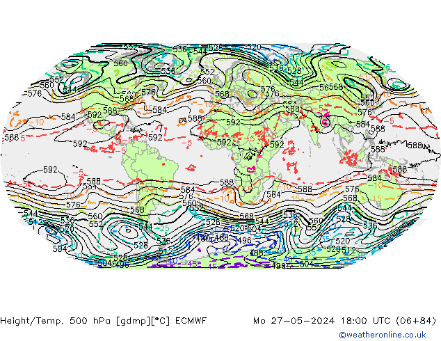 Z500/Rain (+SLP)/Z850 ECMWF lun 27.05.2024 18 UTC