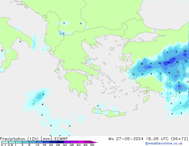 Precipitation (12h) ECMWF Mo 27.05.2024 06 UTC