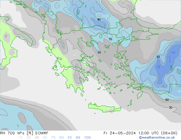 RH 700 hPa ECMWF ven 24.05.2024 12 UTC