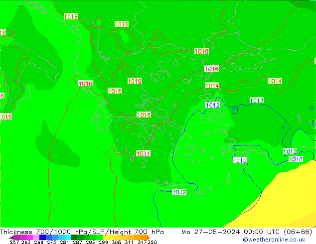 Dikte700-1000 hPa ECMWF ma 27.05.2024 00 UTC