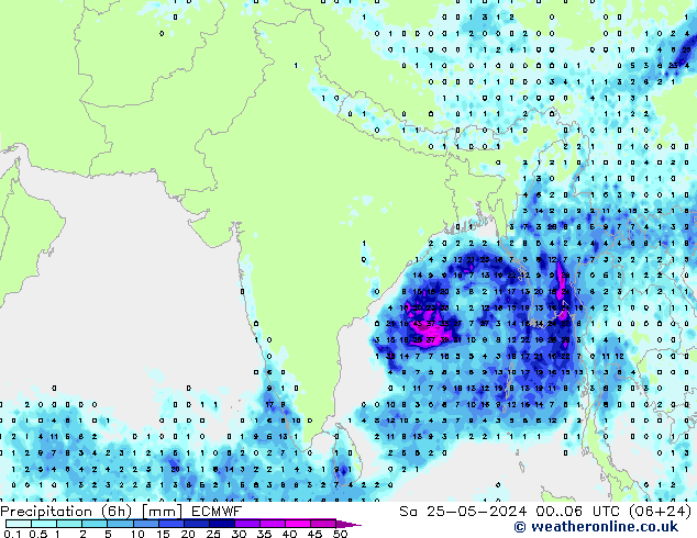 Z500/Rain (+SLP)/Z850 ECMWF Sa 25.05.2024 06 UTC