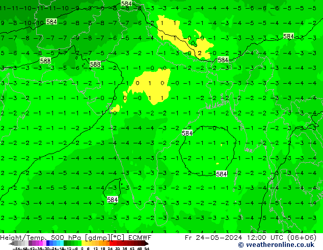 Z500/Rain (+SLP)/Z850 ECMWF Fr 24.05.2024 12 UTC