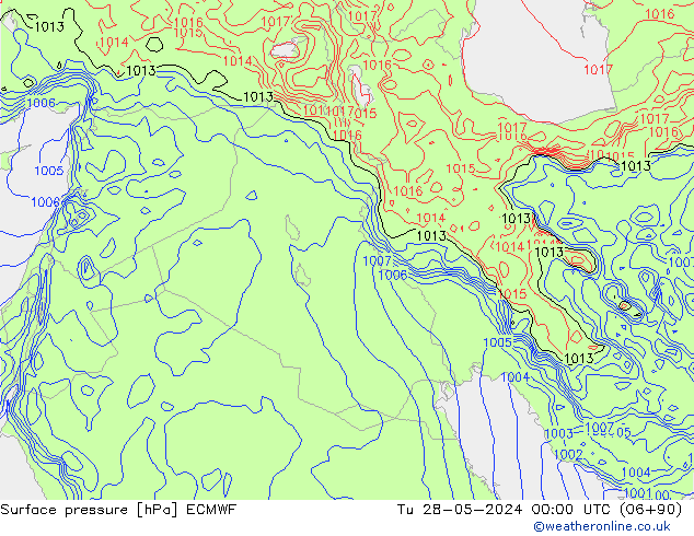 Presión superficial ECMWF mar 28.05.2024 00 UTC