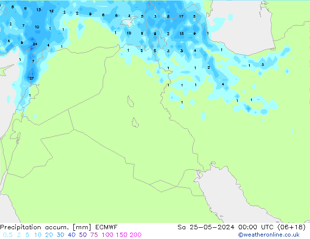Precipitation accum. ECMWF Sa 25.05.2024 00 UTC