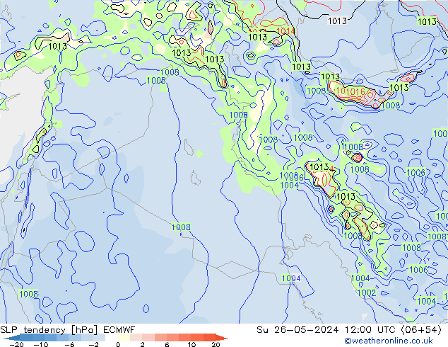 Tendencia de presión ECMWF dom 26.05.2024 12 UTC