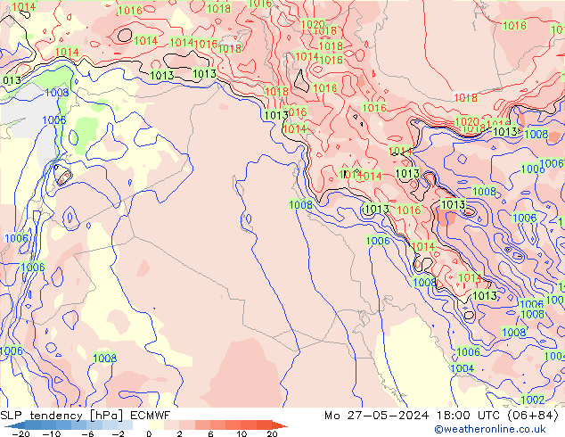 Tendenza di Pressione ECMWF lun 27.05.2024 18 UTC