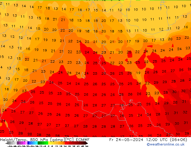 Z500/Rain (+SLP)/Z850 ECMWF Fr 24.05.2024 12 UTC