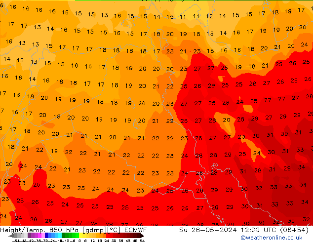 Z500/Rain (+SLP)/Z850 ECMWF Su 26.05.2024 12 UTC