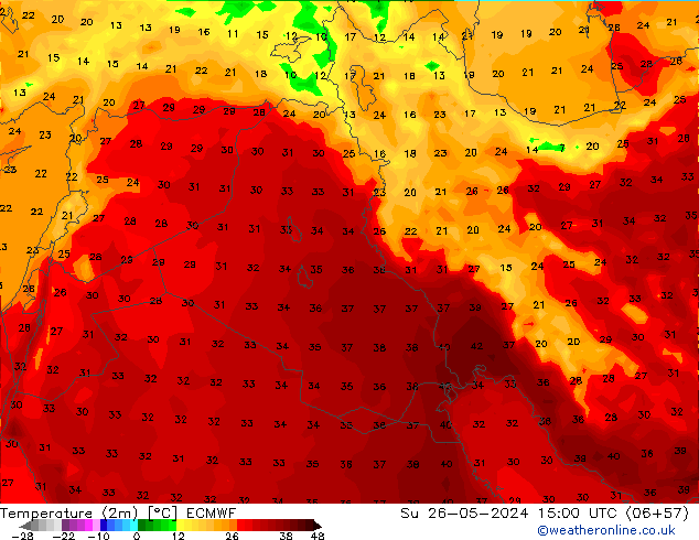 température (2m) ECMWF dim 26.05.2024 15 UTC