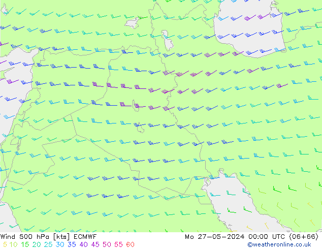 wiatr 500 hPa ECMWF pon. 27.05.2024 00 UTC