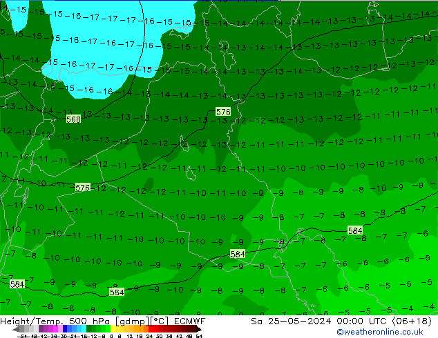 Height/Temp. 500 гПа ECMWF сб 25.05.2024 00 UTC