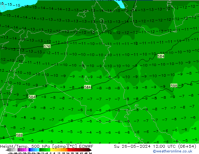 Z500/Rain (+SLP)/Z850 ECMWF Su 26.05.2024 12 UTC