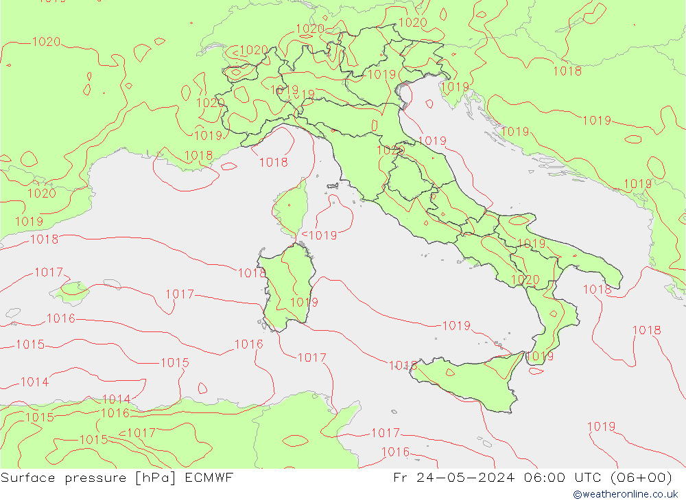 ciśnienie ECMWF pt. 24.05.2024 06 UTC