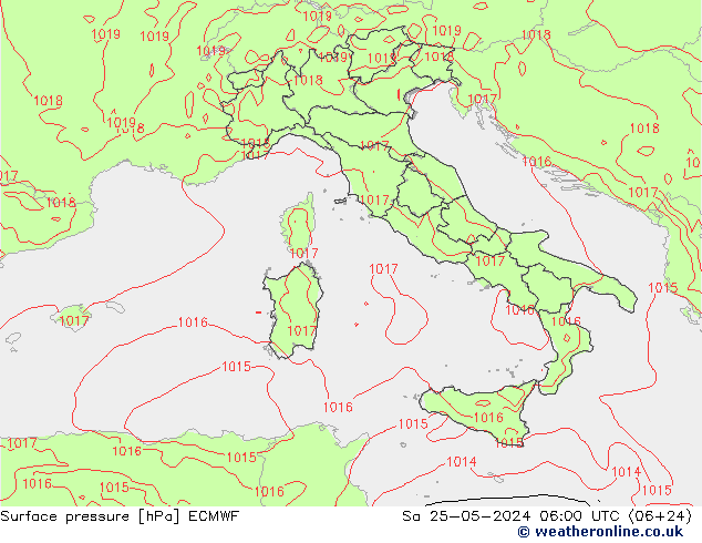 Surface pressure ECMWF Sa 25.05.2024 06 UTC