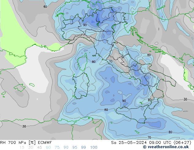 700 hPa Nispi Nem ECMWF Cts 25.05.2024 09 UTC