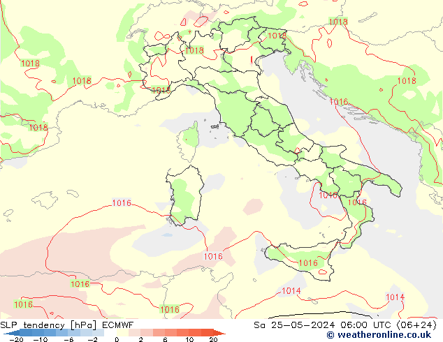 SLP tendency ECMWF Sa 25.05.2024 06 UTC