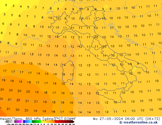 Z500/Rain (+SLP)/Z850 ECMWF pon. 27.05.2024 06 UTC