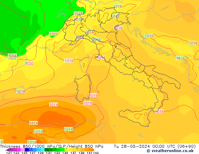 Thck 850-1000 hPa ECMWF  28.05.2024 00 UTC