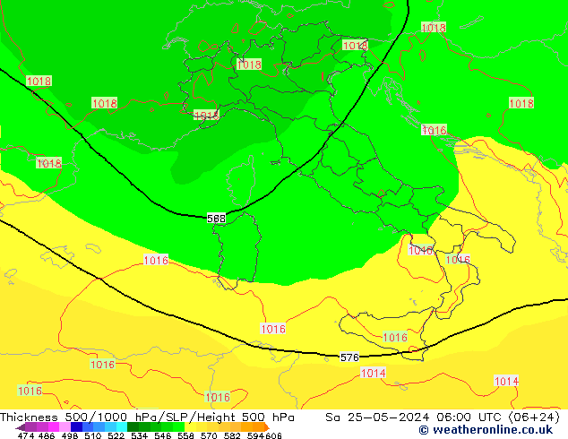 500-1000 hPa Kalınlığı ECMWF Cts 25.05.2024 06 UTC