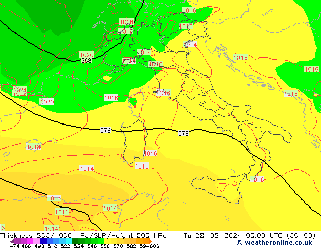 Thck 500-1000hPa ECMWF Ter 28.05.2024 00 UTC