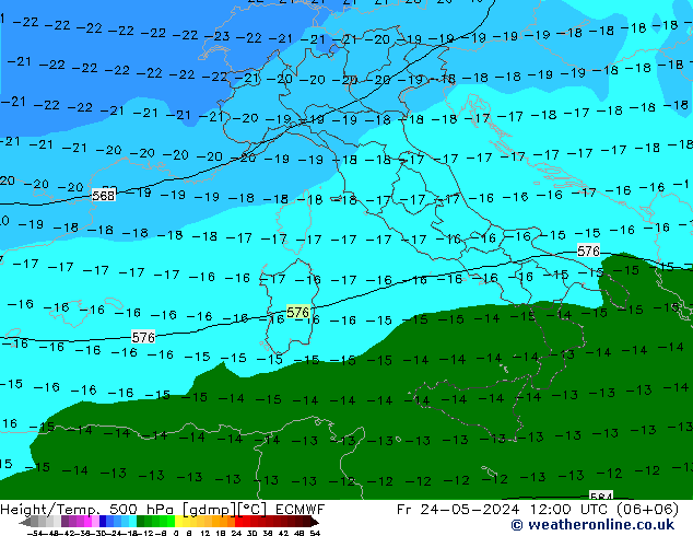 Z500/Rain (+SLP)/Z850 ECMWF Fr 24.05.2024 12 UTC