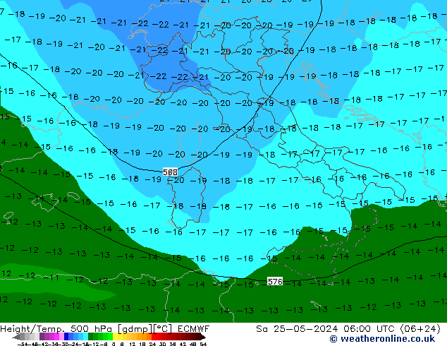 Z500/Rain (+SLP)/Z850 ECMWF so. 25.05.2024 06 UTC