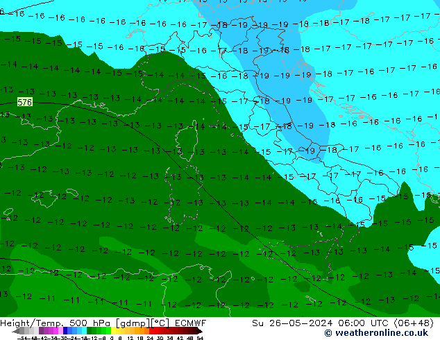 Height/Temp. 500 hPa ECMWF  26.05.2024 06 UTC