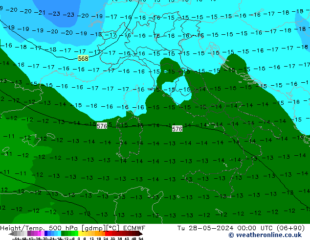 Height/Temp. 500 hPa ECMWF Ter 28.05.2024 00 UTC