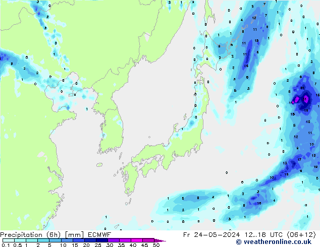 Z500/Rain (+SLP)/Z850 ECMWF Fr 24.05.2024 18 UTC