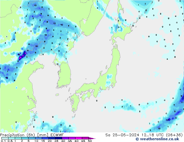 Z500/Rain (+SLP)/Z850 ECMWF Sa 25.05.2024 18 UTC