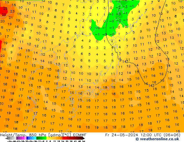 Z500/Rain (+SLP)/Z850 ECMWF Fr 24.05.2024 12 UTC