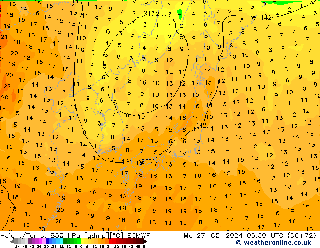 Z500/Rain (+SLP)/Z850 ECMWF pon. 27.05.2024 06 UTC