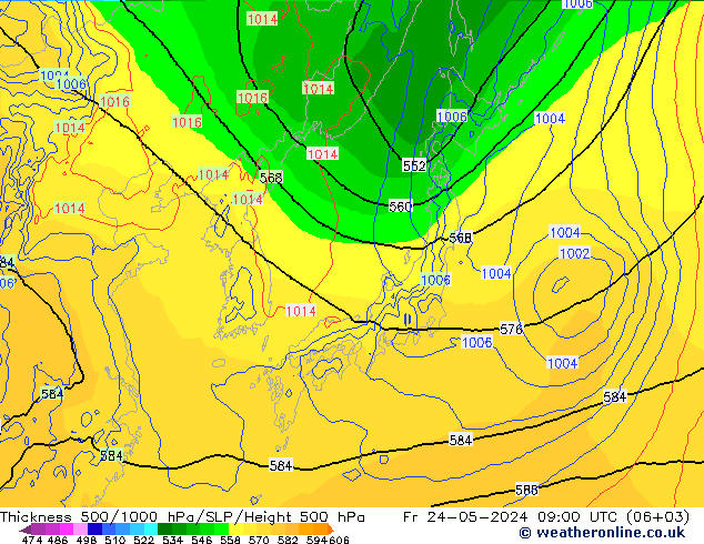 Thck 500-1000hPa ECMWF Sex 24.05.2024 09 UTC