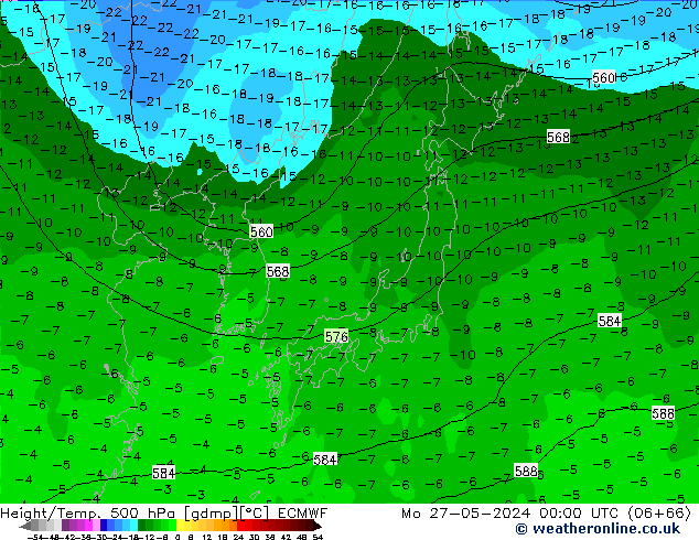 Z500/Rain (+SLP)/Z850 ECMWF  27.05.2024 00 UTC