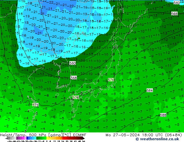 Z500/Regen(+SLP)/Z850 ECMWF ma 27.05.2024 18 UTC