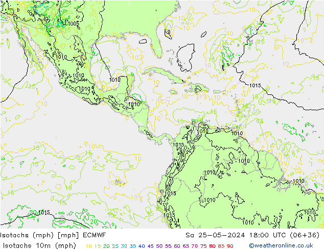 Isotachs (mph) ECMWF Sa 25.05.2024 18 UTC