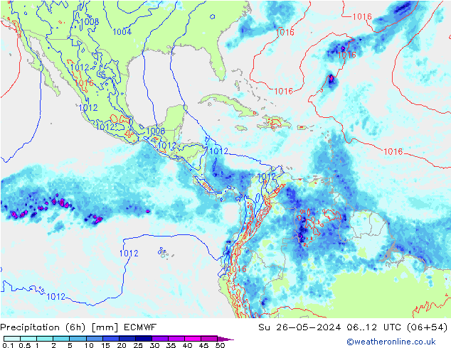 Z500/Rain (+SLP)/Z850 ECMWF Su 26.05.2024 12 UTC