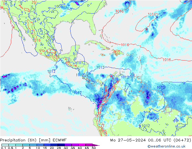 Z500/Rain (+SLP)/Z850 ECMWF Mo 27.05.2024 06 UTC