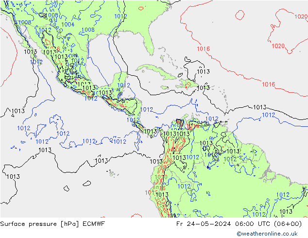 Pressione al suolo ECMWF ven 24.05.2024 06 UTC