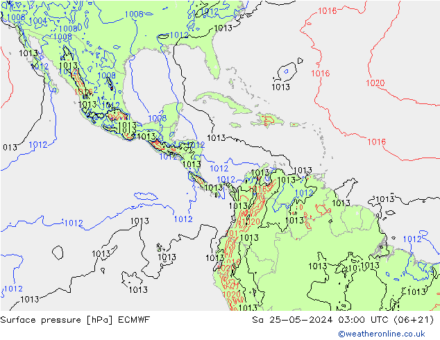 Surface pressure ECMWF Sa 25.05.2024 03 UTC